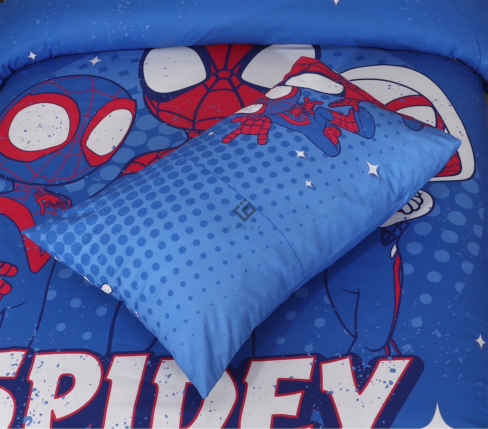 blue spidey-bedsheet set