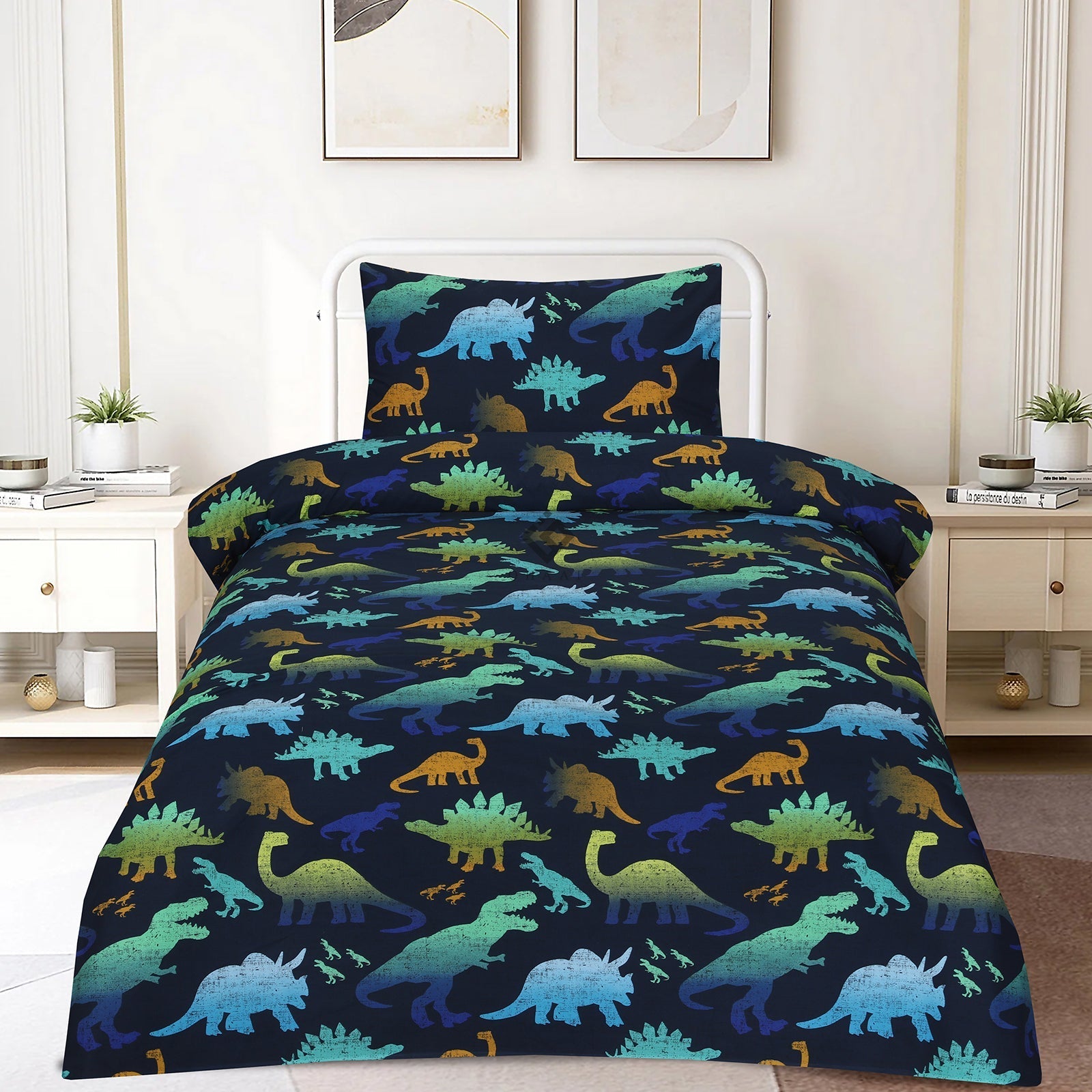 blue dino-bedsheet set