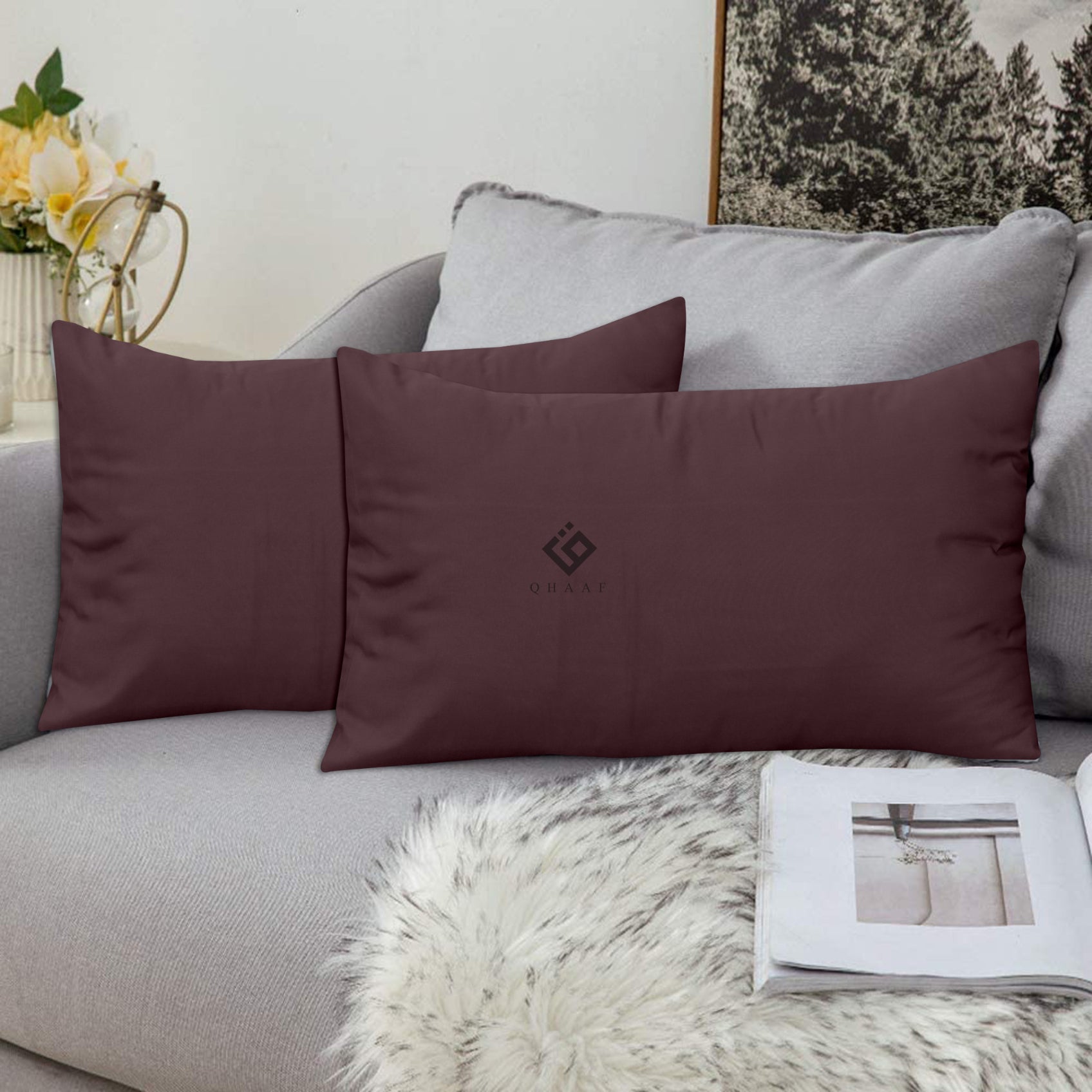 PLUM DYED PILLOW COVERS