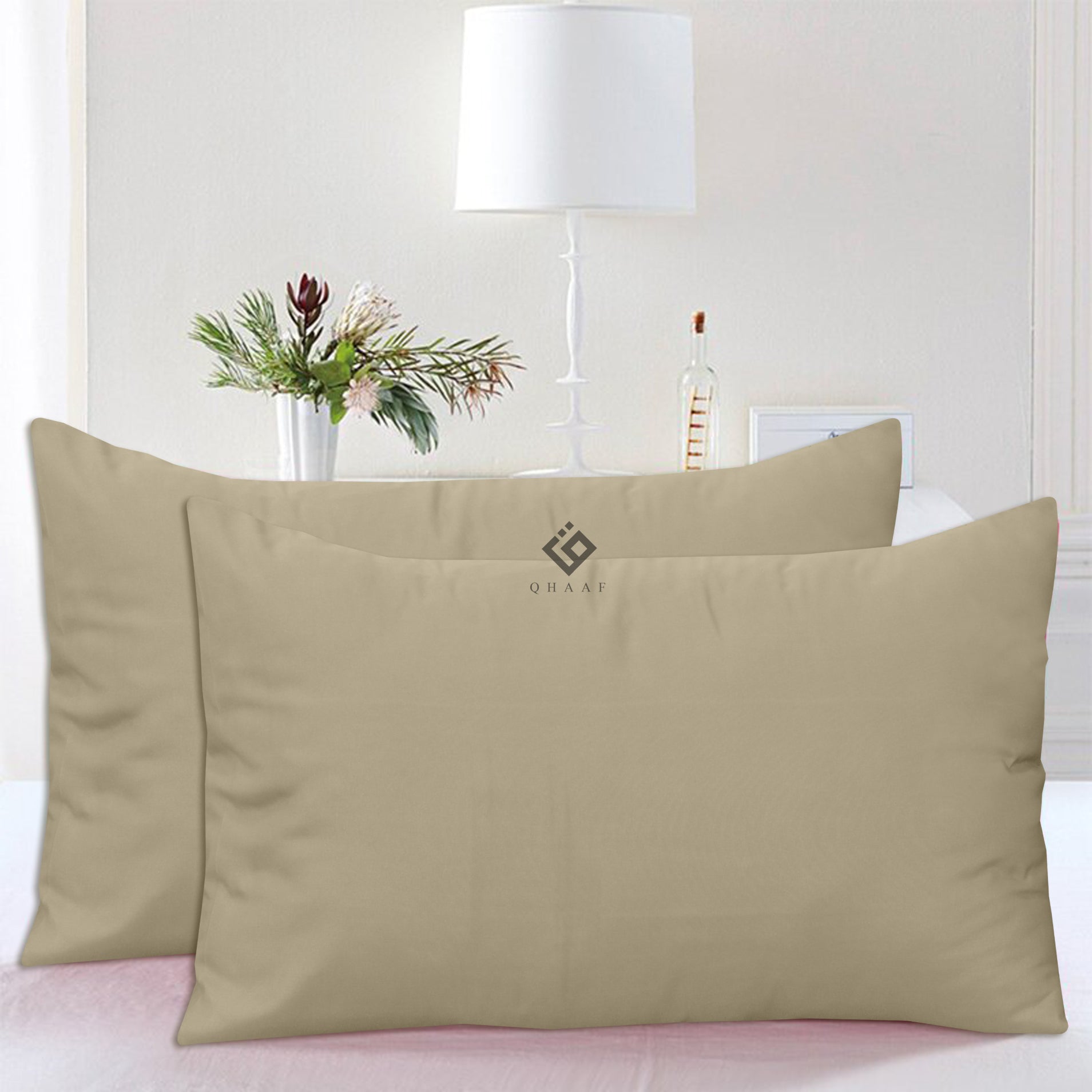 BEIGE DYED PILLOW COVERS