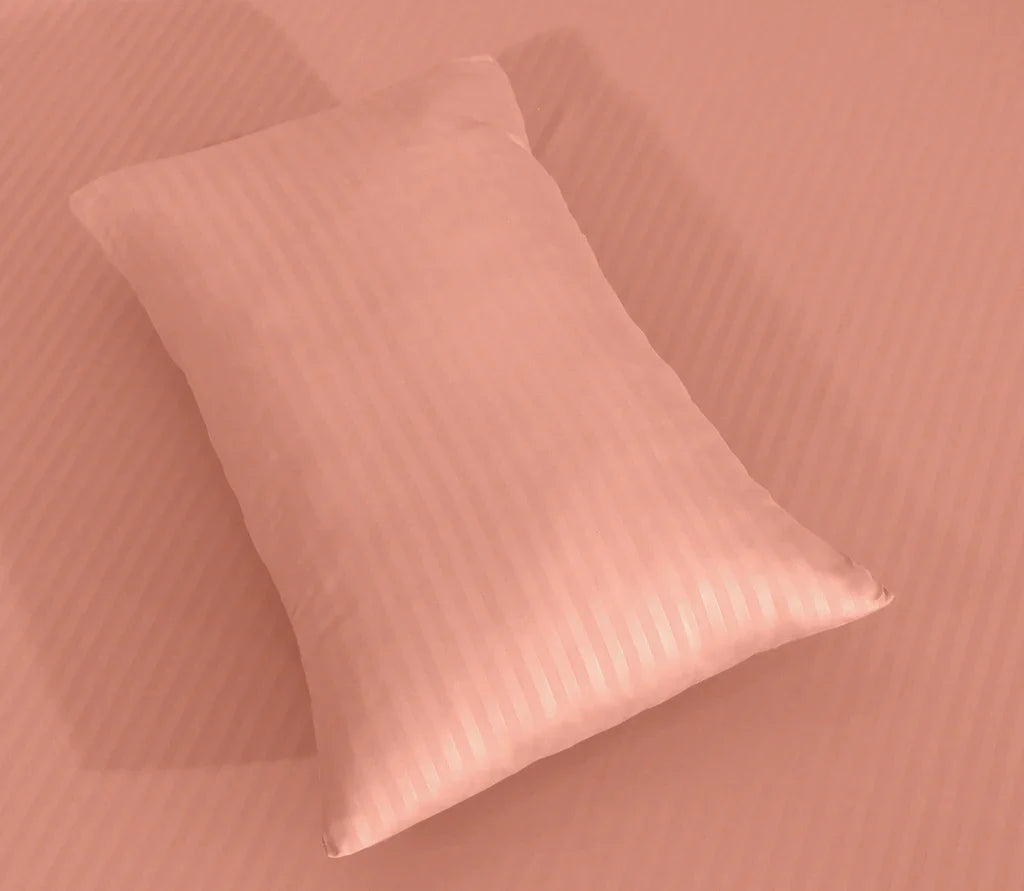 peach stripe satin fitted sheet - (premium)