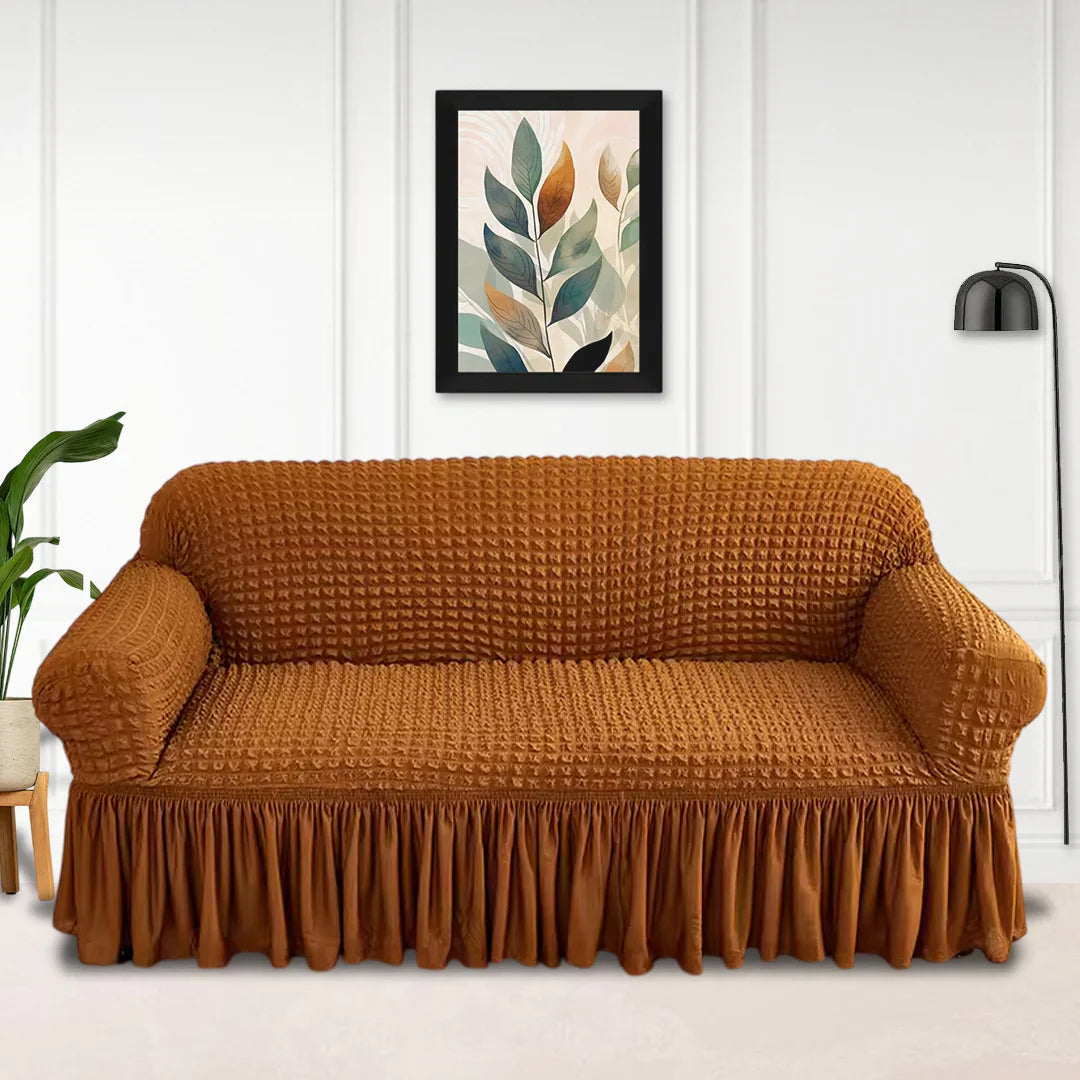 Copper brown fitted bubble sofa cover