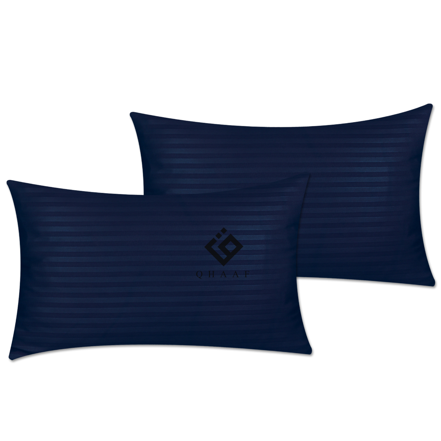 NAVY SATIN STRIPE PILLOW COVERS