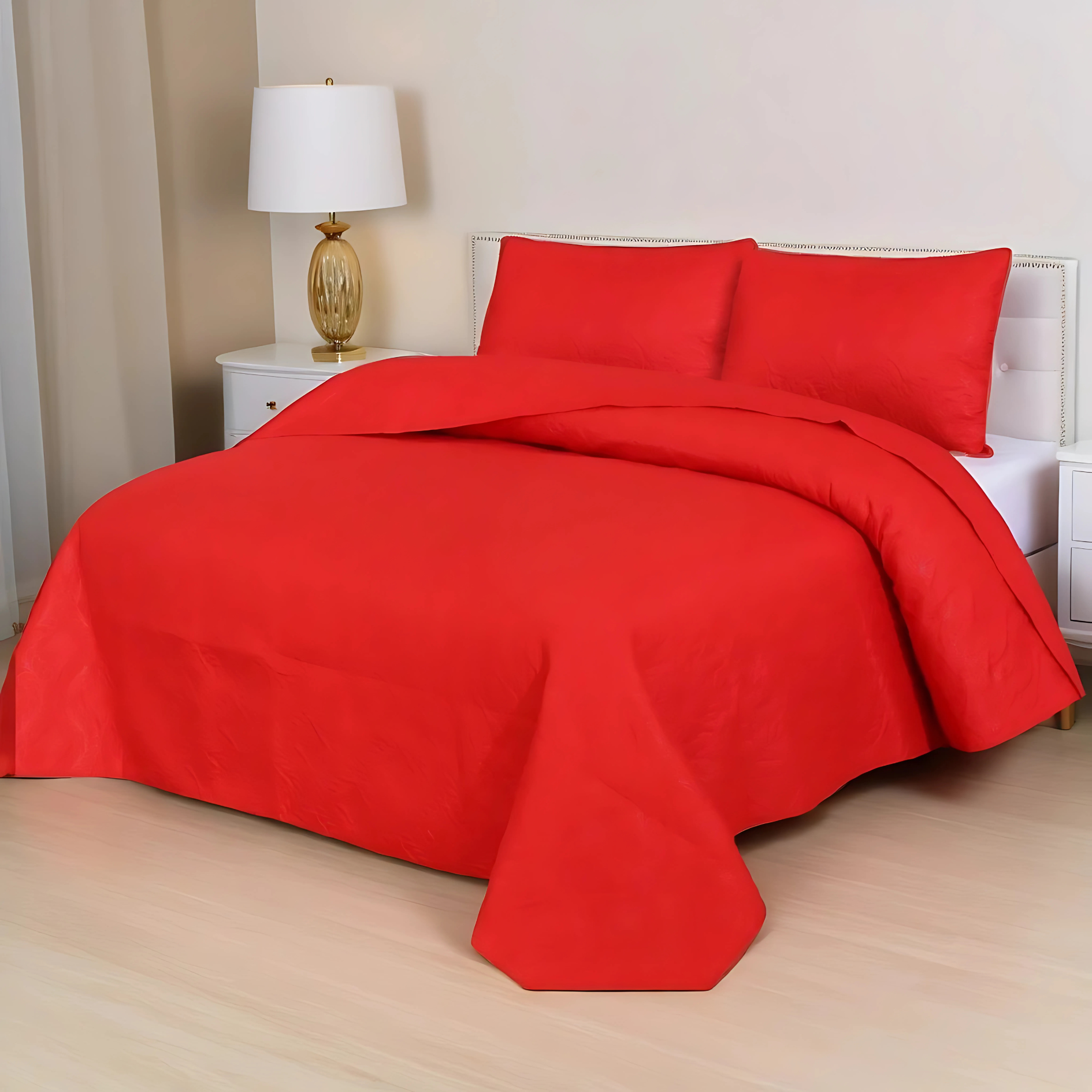 red bedspread set - 3 pcs (premium)