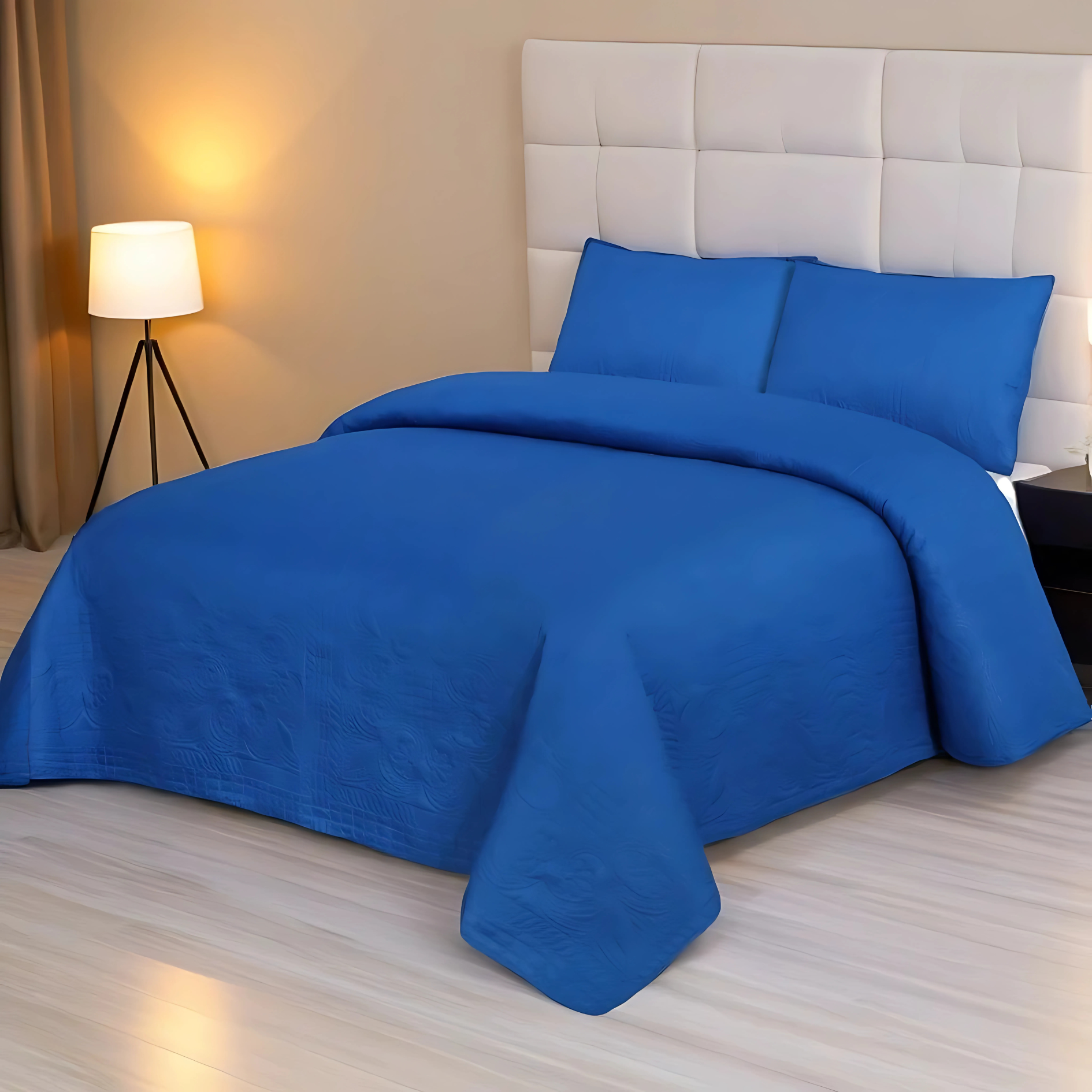 royal blue bedspread set - 3 pcs (premium)