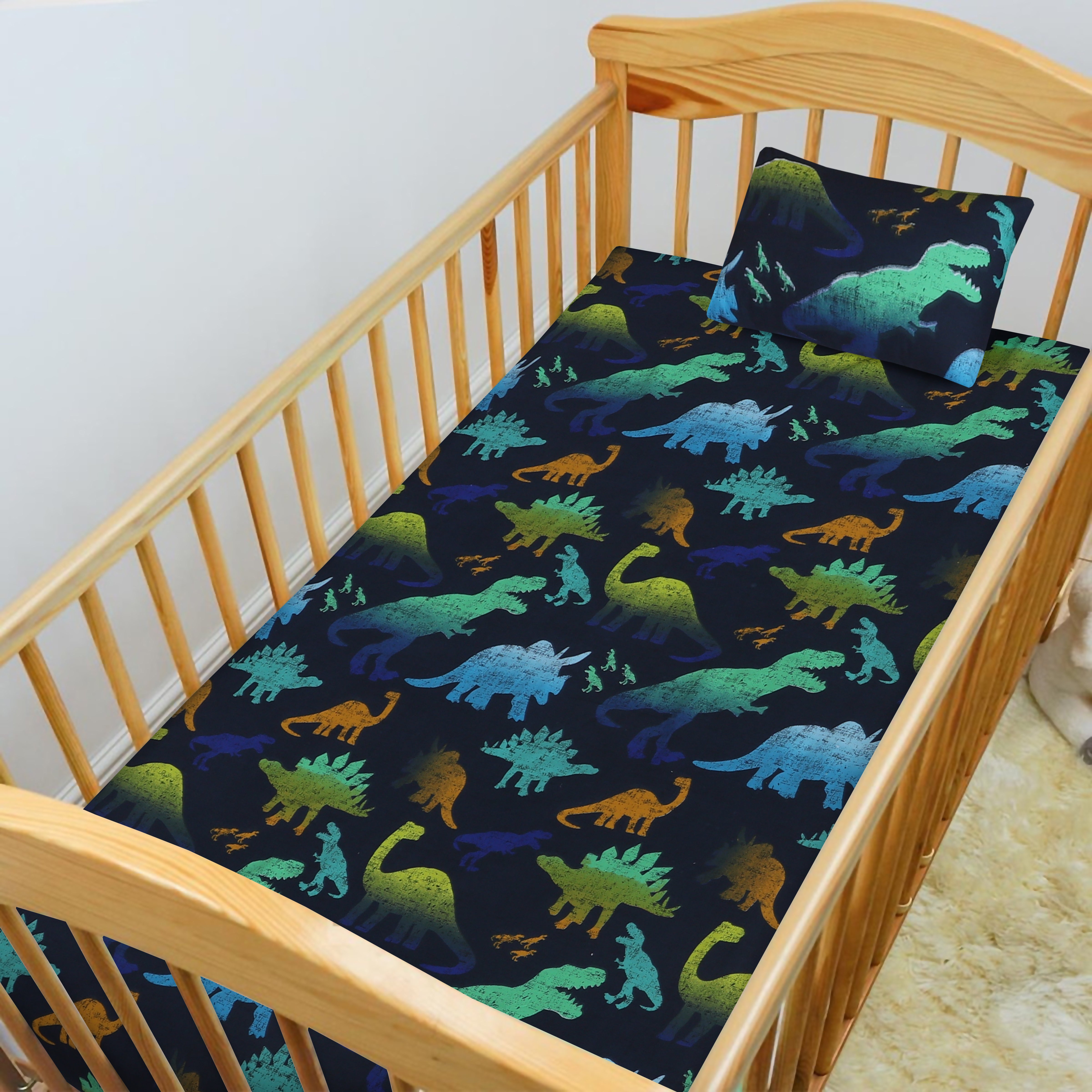 BLUE DINO - BABY CRIB SET