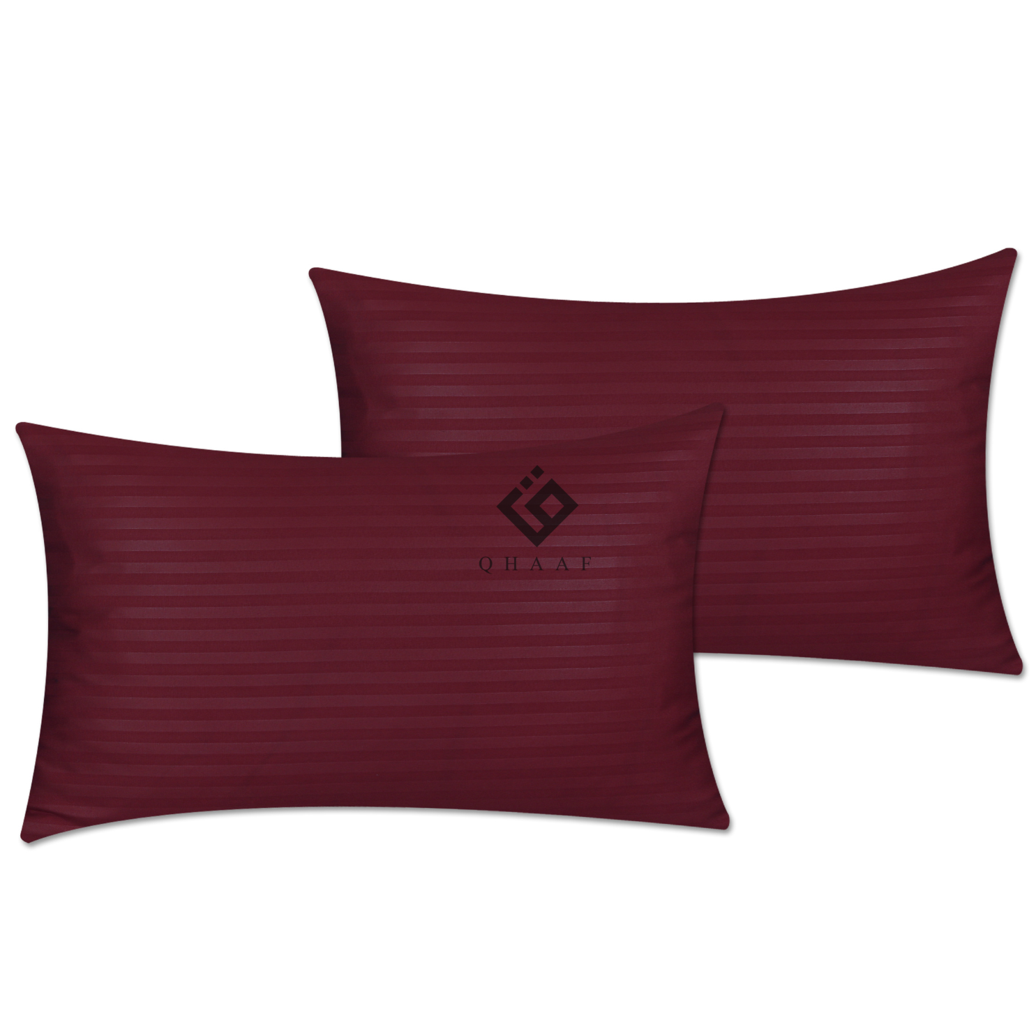 MAROON SATIN STRIPE PILLOW COVERS