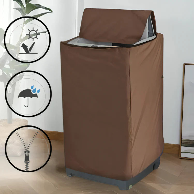 Waterproof Top Loaded Washing Machine Cover - ( Brown Color )