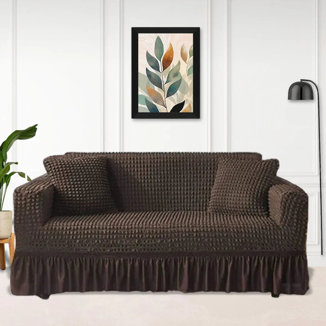 d.brown fitted bubble sofa cover