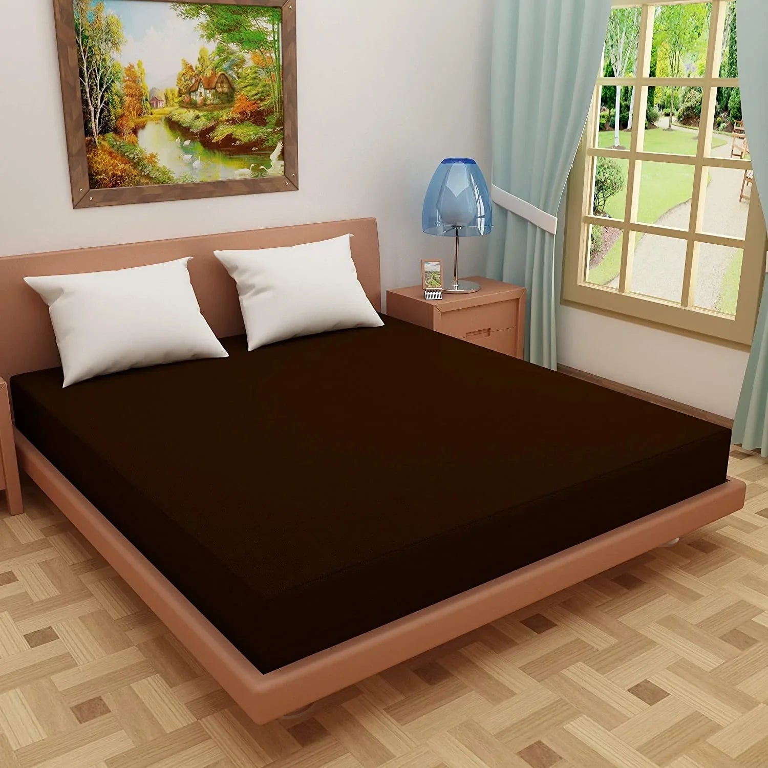 FITTED WATERPROOF MATTRESS PROTECTOR - BROWN