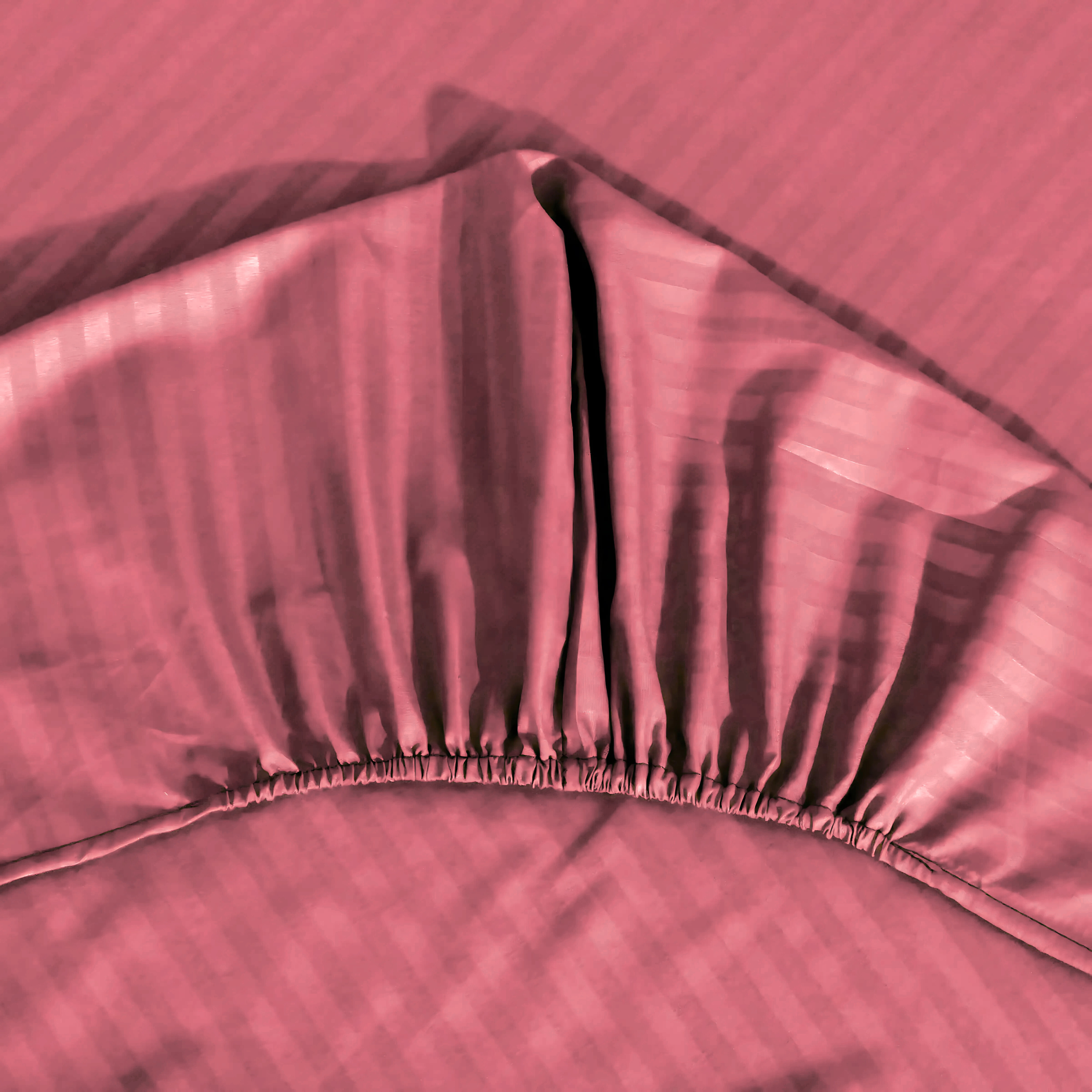 HOT PINK  stripe satin fitted sheet - (premium)