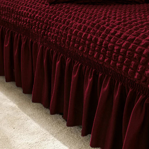 MAROON fitted bubble sofa cover