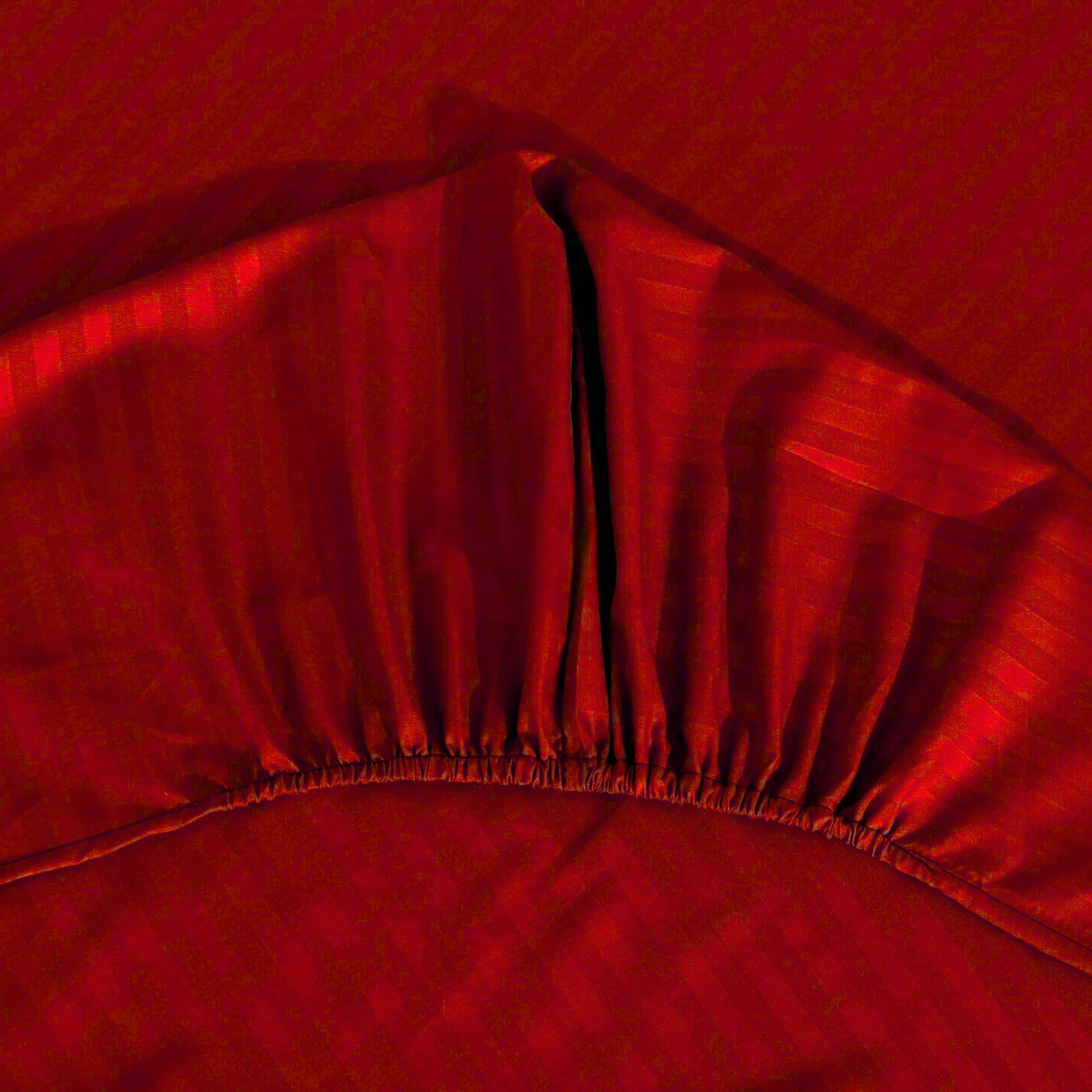 red stripe satin fitted sheet - (premium)