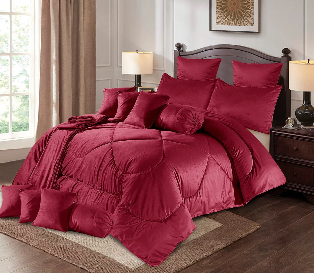 RED MONTANA COMFORTER SET - 14 PCS