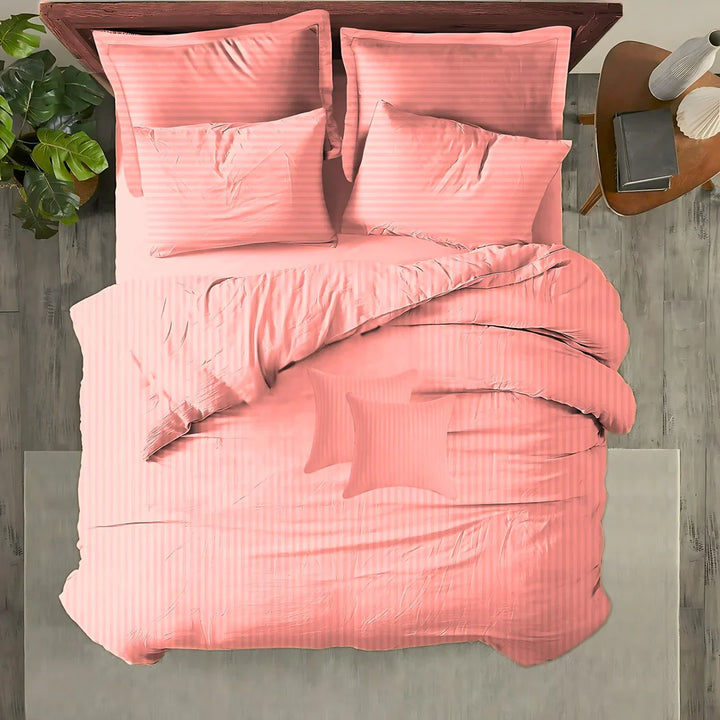 PINK stripe summer comforter set-8 pcs