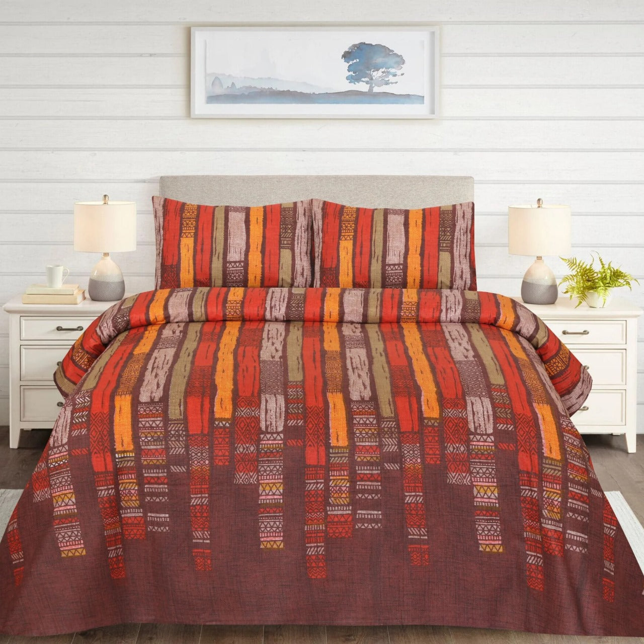 brick  bedsheet set - 3 pcs (premium)