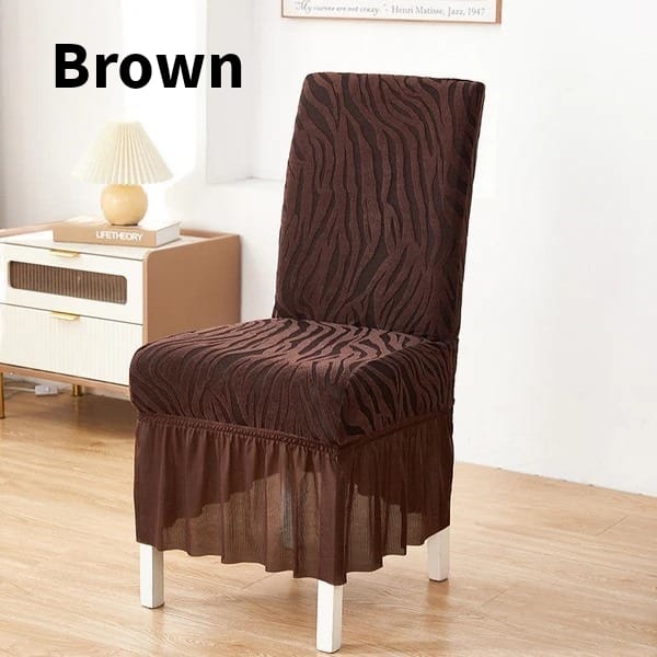 Brown Fitted Zebra Velvet Chair Cover