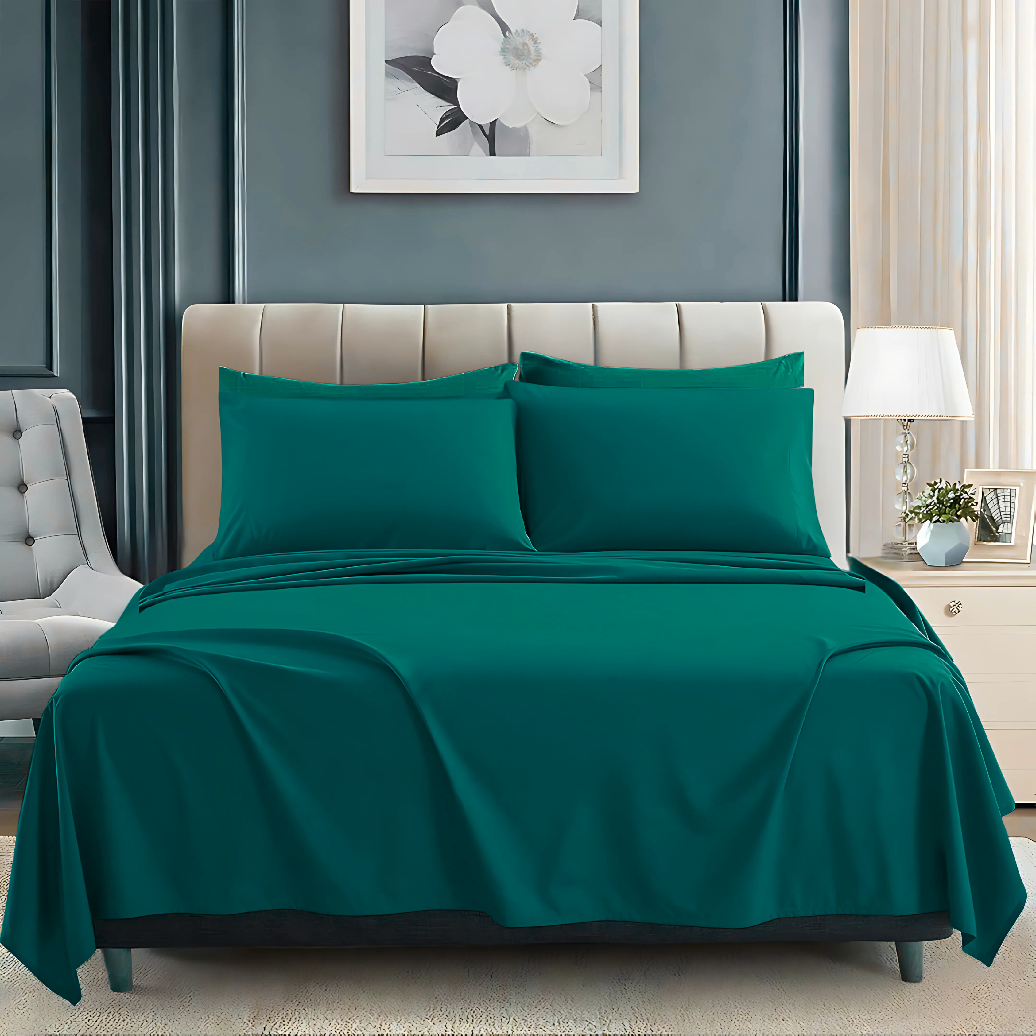 ZINC LUXURY DYED BEDSHEET SET- 5 PCS