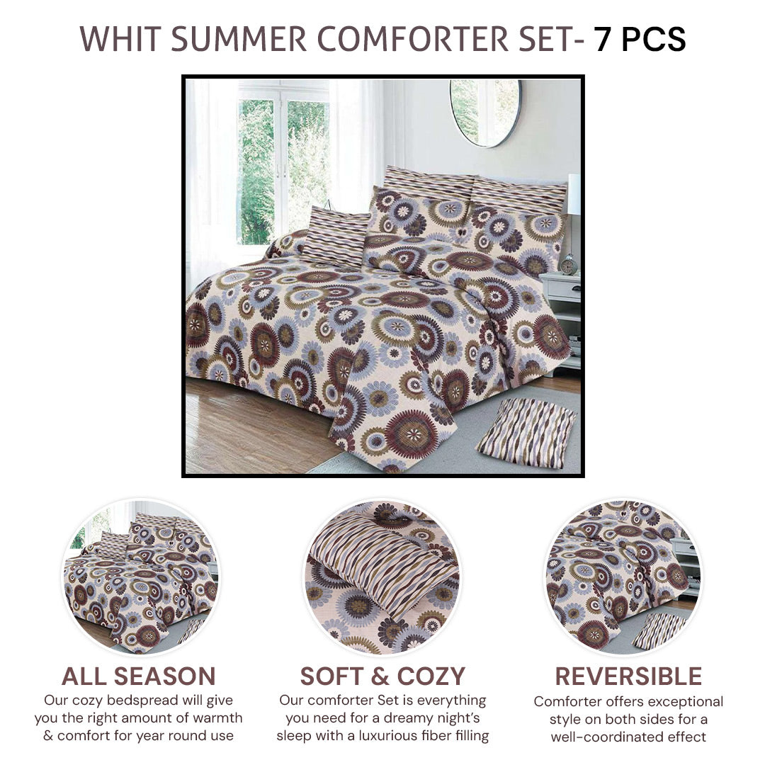 whit summer comforter set- 7 pcs