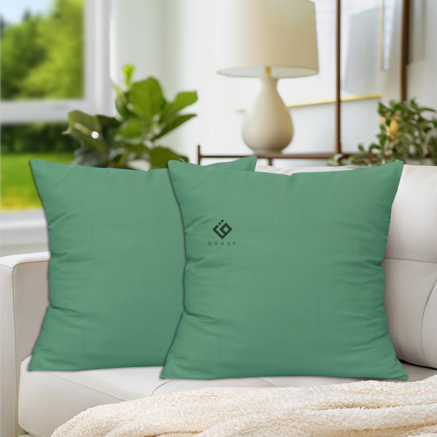 S.GREEN DYED CUSHION COVER (PACK OF 2 )