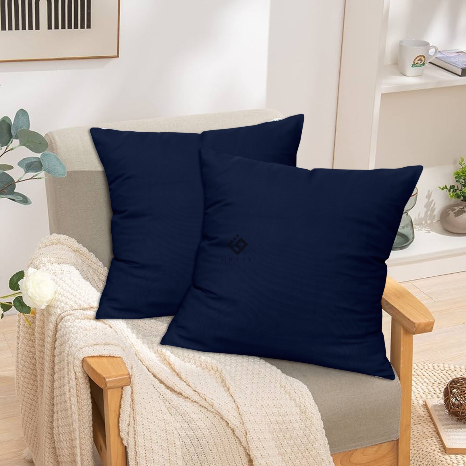 NAVY DYED  CUSHION COVER (PACK OF 2 )