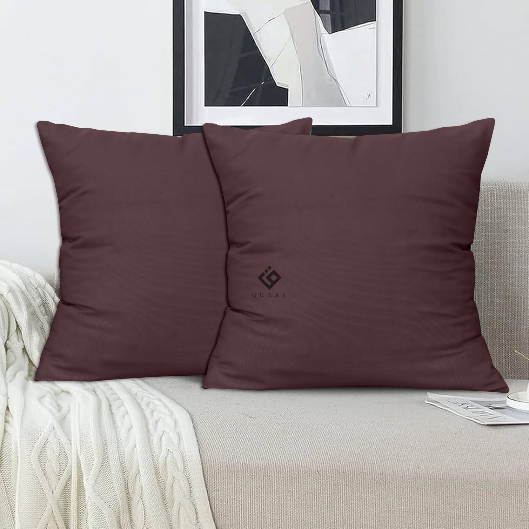 PLUM DYED CUSHION COVER (PACK OF 2 )