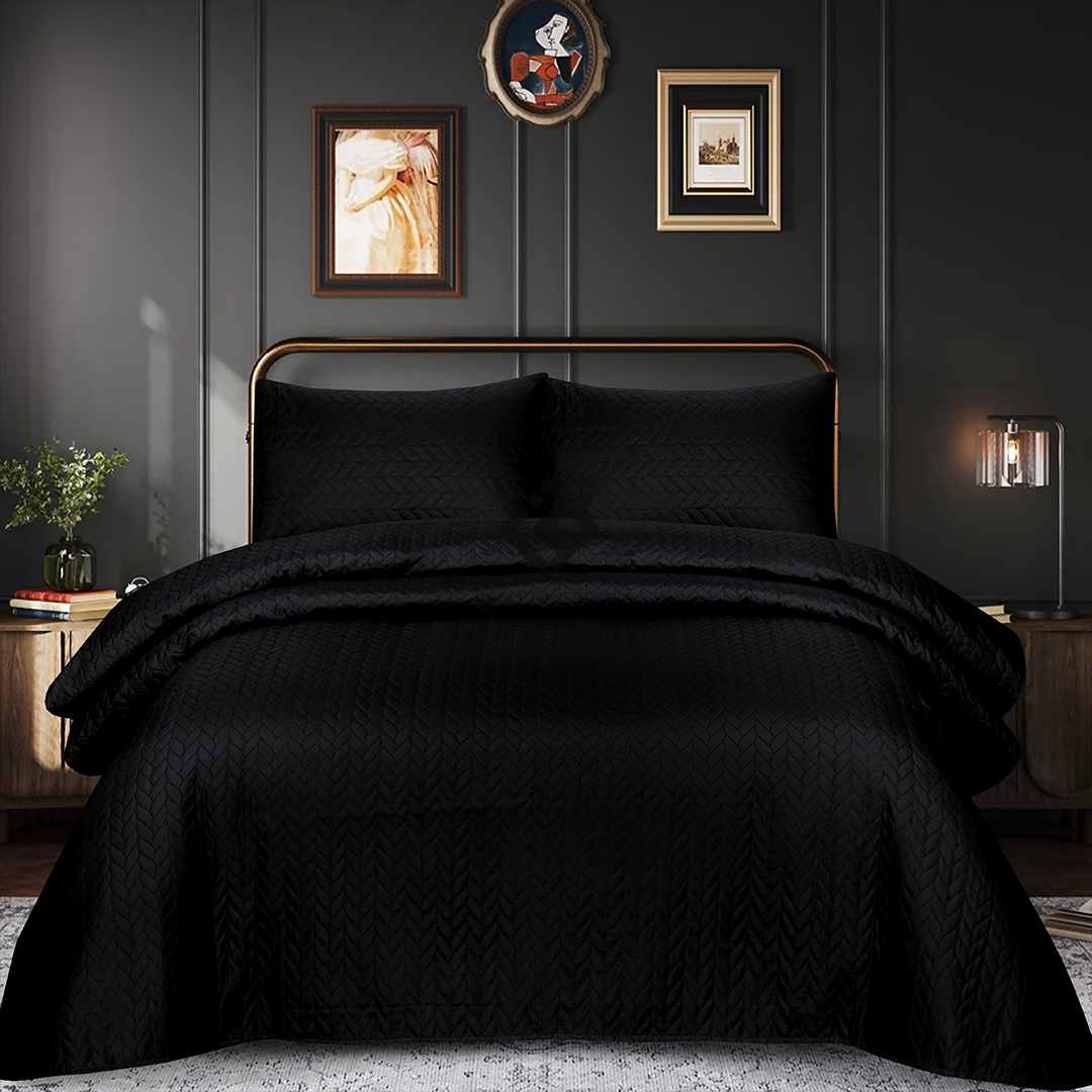 black n.p bedspread set - 3 pcs (premium)