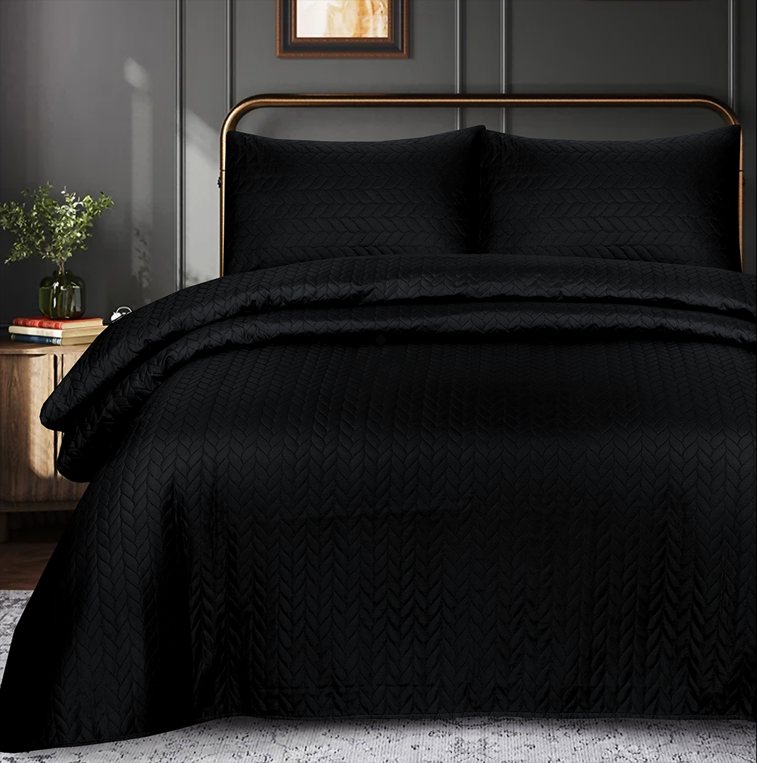 black n.p bedspread set - 3 pcs (premium)