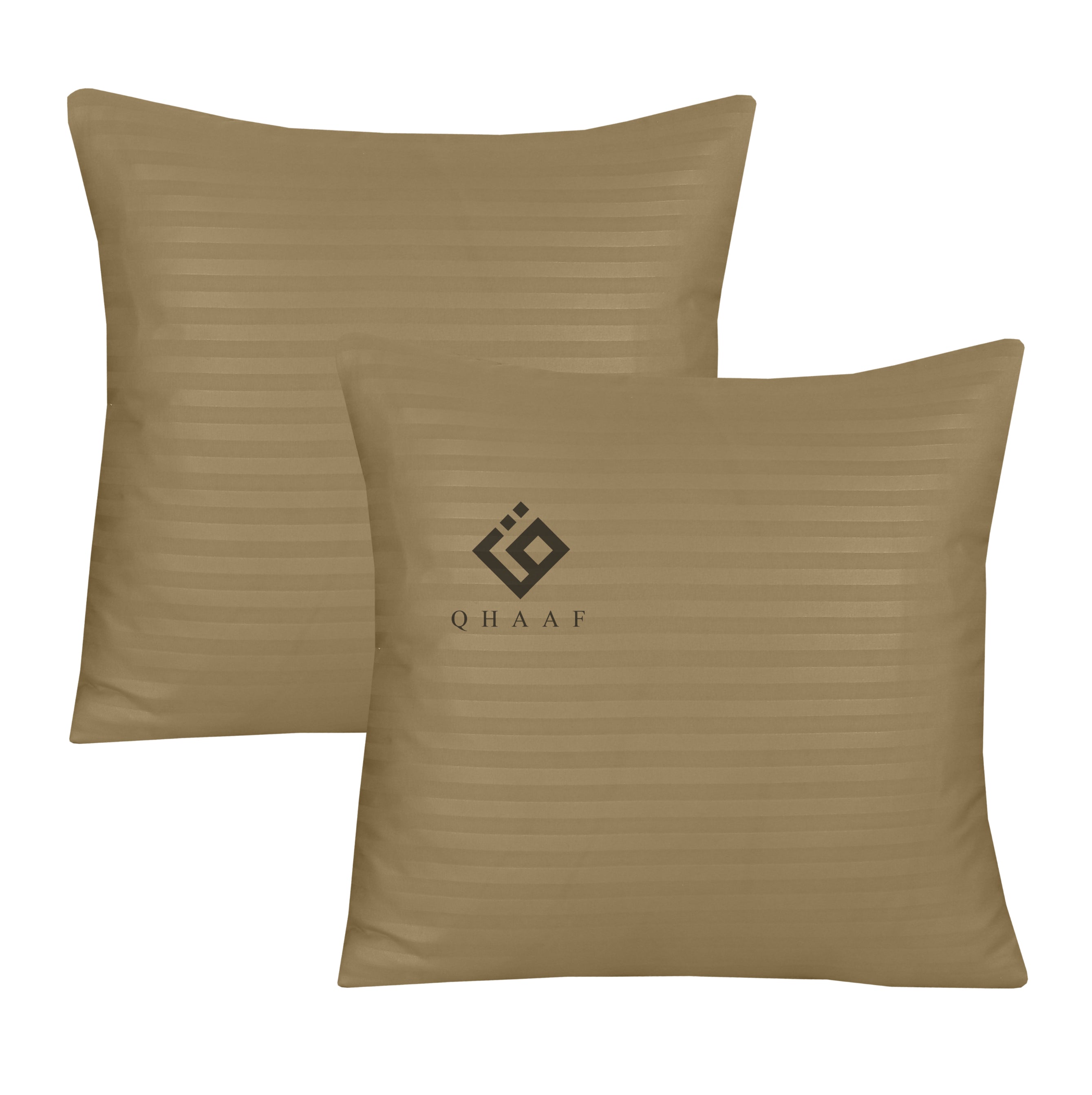 BEIGE SATIN STRIPE CUSHION COVER (PACK OF 2)