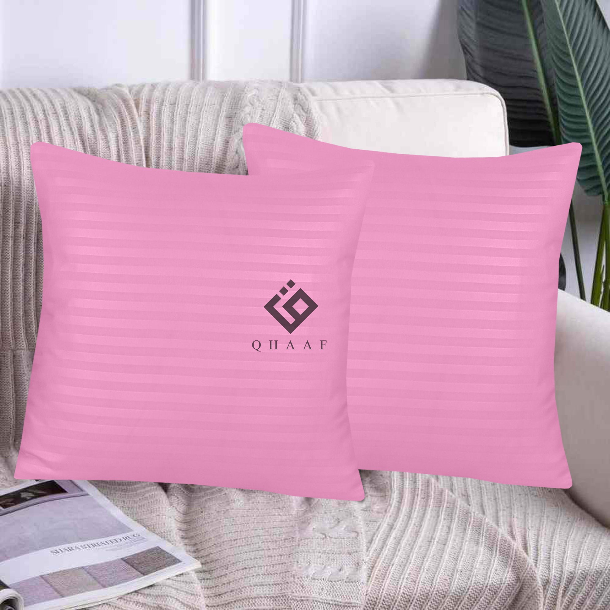 PINK SATIN STRIPE CUSHION COVER (PACK OF 2)