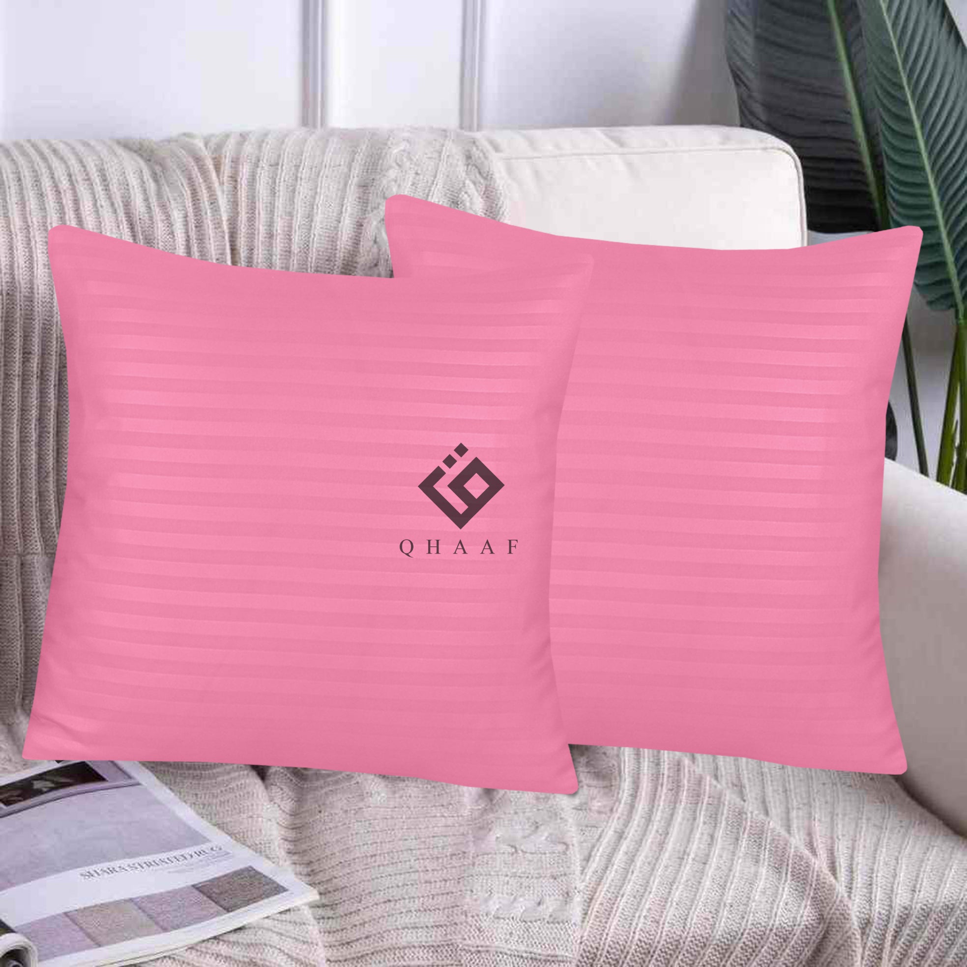 HOT PINK SATIN STRIPE CUSHION COVER (PACK OF 2 )