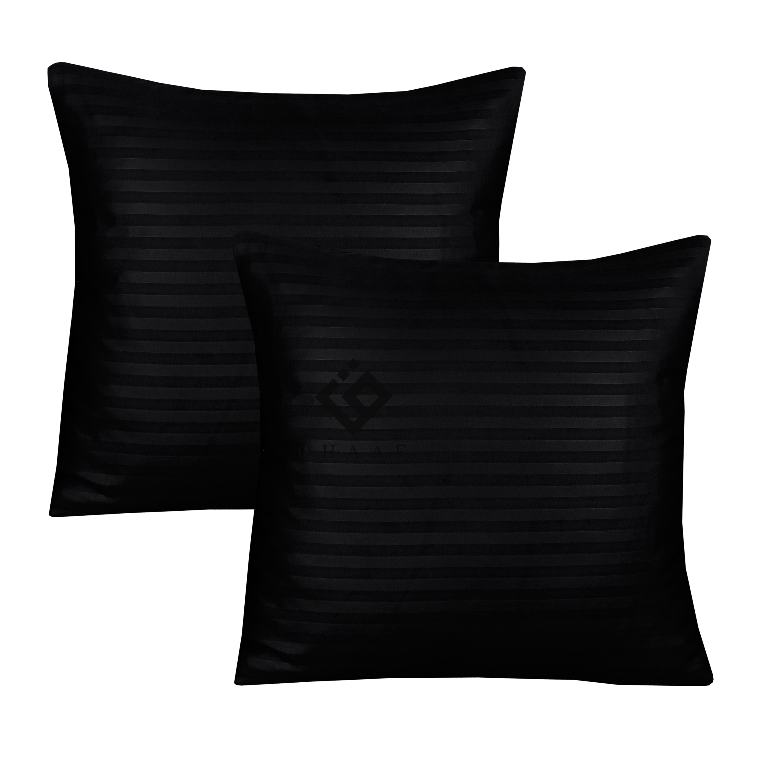 BLACK SATIN STRIPE CUSHION COVER (PACK OF 2