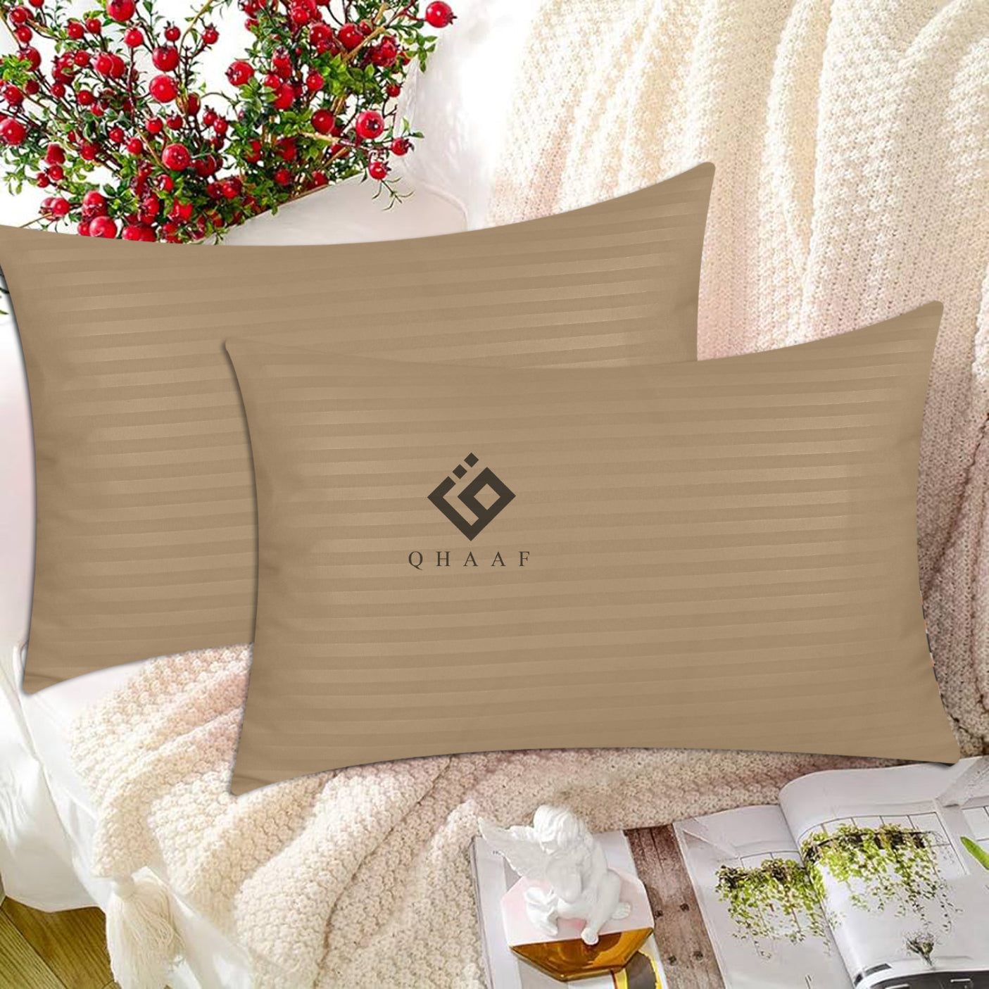 SKIN SATIN STRIPE PILLOW COVERS