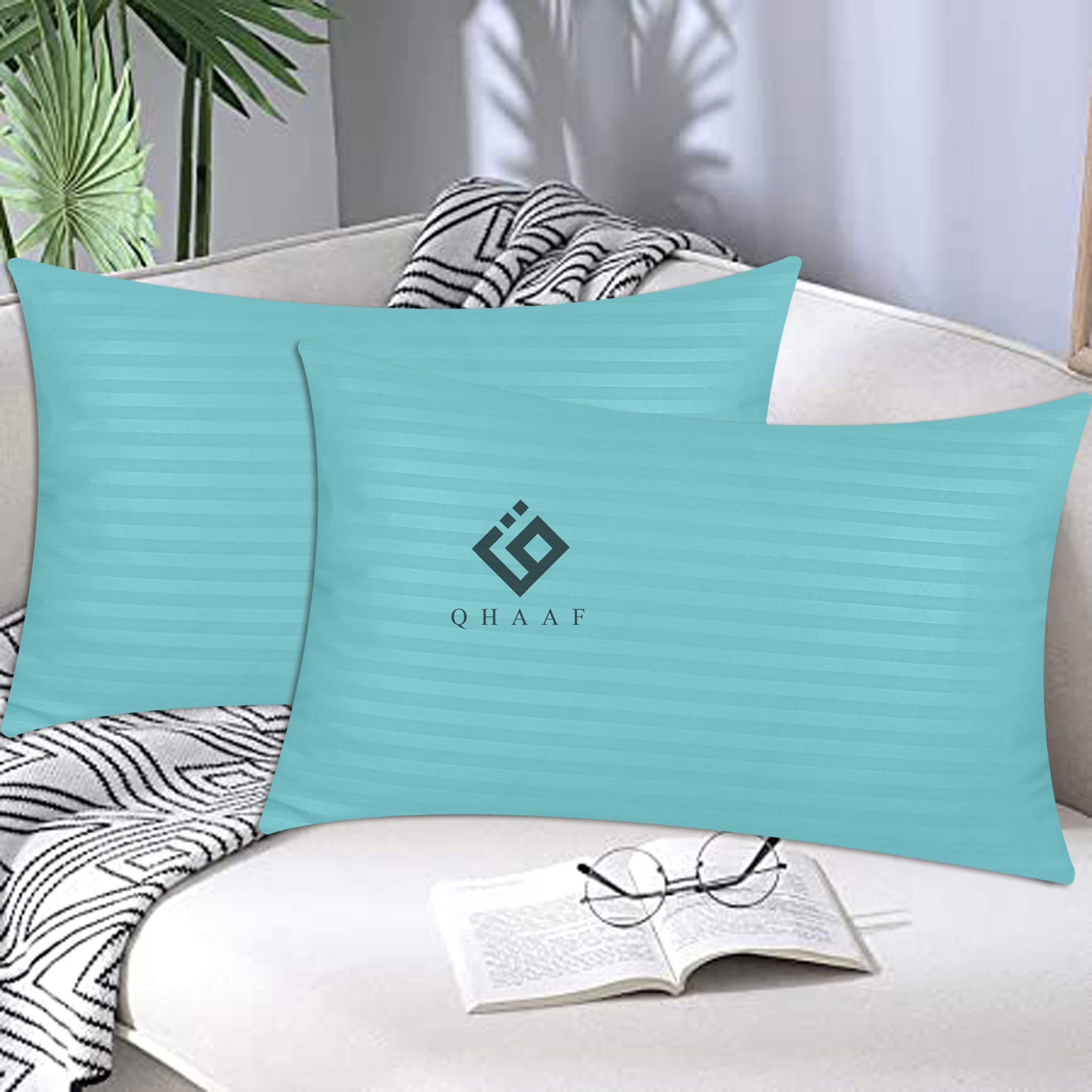 MINT SATIN STRIPE PILLOW COVERS